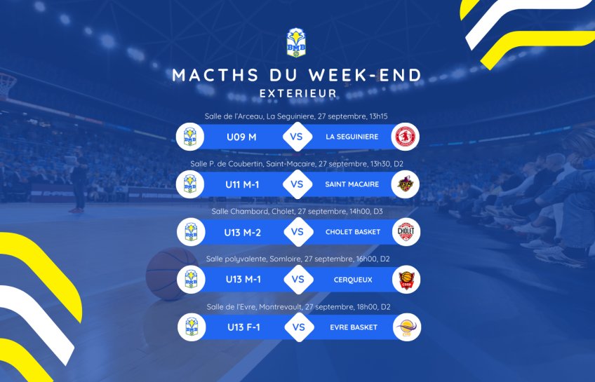 MATCHS EXTERIEURS 1 LES 27 ET 28 SEPTEMBRE 2025