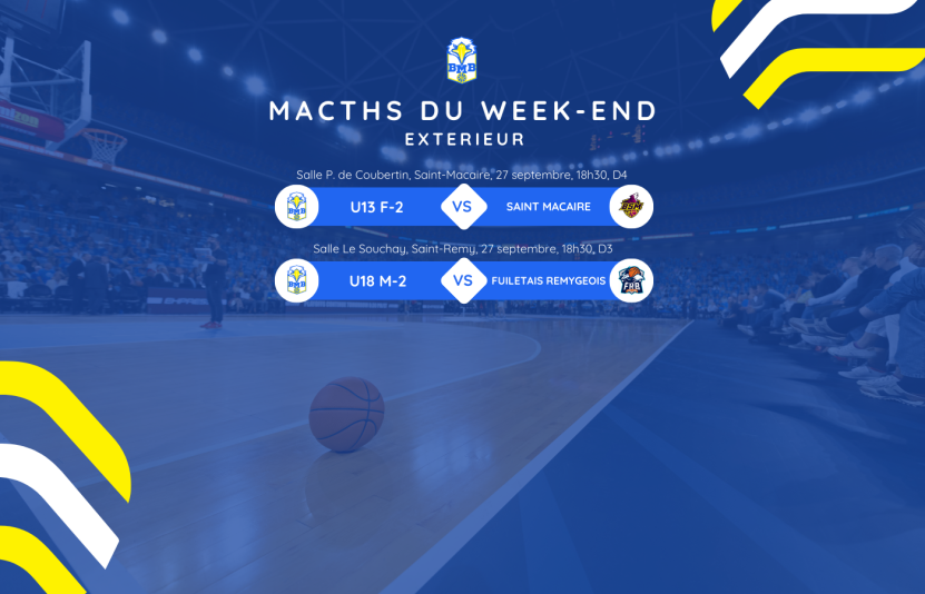 MATCHS EXTERIEURS 2 LES 27 ET 28 SEPTEMBRE 2025
